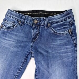Bebop For Express Bootcut‎ Jeans Blue Wash Embellished Pockets Womens Size 2R